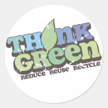 Think Green Earth Day Round Stickers
