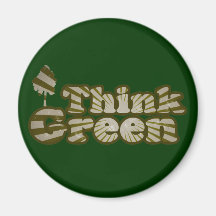 Think Green for Earth Day Retro Refrigerator Magnets