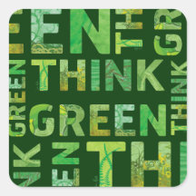 THINK green - letters square sticker