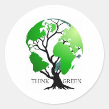Think Green Round Stickers
