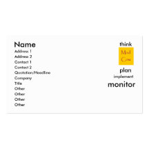 think,plan,implement,monitor. business card templates