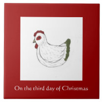 Third Day of Christmas Tile - French Hen tiles