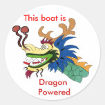 This boat is , Dragon Powered Round Stickers