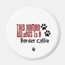 This Human Belongs to a Border Collie Refrigerator Magnet