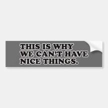 This Is Why We Can't Have Nice Things Bumper Stickers