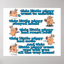 this little piggy nursery rhyme cartoon poster