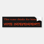 This voter thinks for himself., VOTE INDEPENDENT!! Bumper Sticker