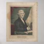 THOMAS JEFFERSON 3rd U.S. President Litho Poster