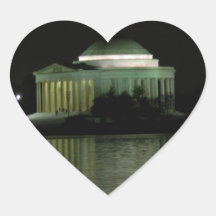 Thomas Jefferson Memorial at Night Heart Stickers