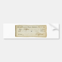 Thomas Jefferson Signature on Bank Check 1809 Bumper Stickers