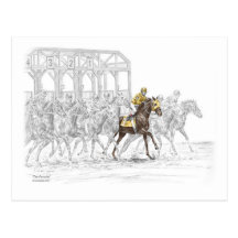 Thoroughbred Horse Race - Starting Gait Post Cards