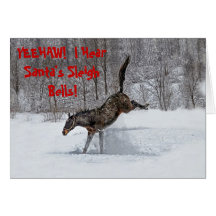 Thoroughbred Snow Joy Greeting Cards