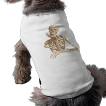 Thoughtful Skeleton Dog Tee Shirt