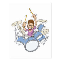 thrashing drummer post cards