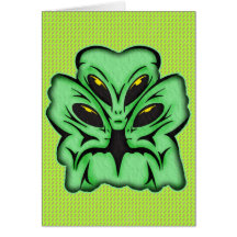 Three Alien Invaders Greeting Card