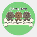 Three American Water Spaniels Round Sticker