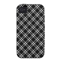 Three Bands Small Diamond - White on Black iPhone 4 Cover