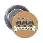 Three Black and Tan Coonhounds Button