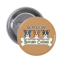 Three Border Collies Pinback Button