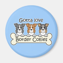 Three Border Collies Refrigerator Magnet