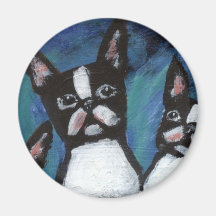Three Boston Terriers design Refrigerator Magnet