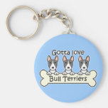 Three Bull Terriers Key Chains