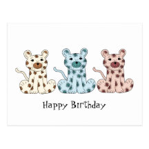 Three Cartoon Leopards Post Card