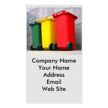 Three Colour Trash Cans Business Card Template