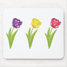 Three colourful tulips mouse mats