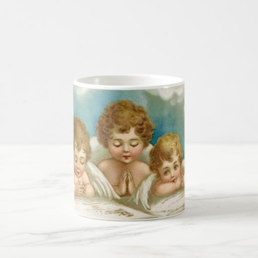 Three cute praying angels mug