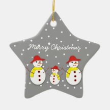 Three cute snowmen custom Christmas ornament