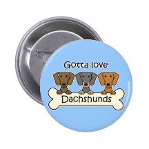 Three Dachshunds Button