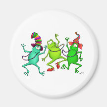 Three Dancing Frogs Refrigerator Magnets