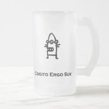 Three Eye Bot Cogito Ergo Sum black Coffee Mugs