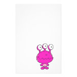 three eyed happy monster  hot pink stationery design