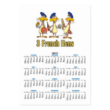 three french hens 3rd third day of christmas business card template