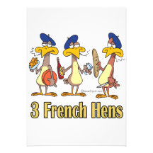 three french hens 3rd third day of christmas custom invitation
