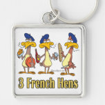 three french hens 3rd third day of christmas key chain