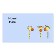 Three Giraffes Cartoon. Business Card Template