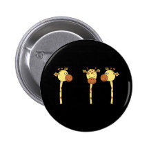 Three Giraffes Cartoon. Button