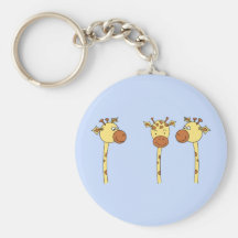 Three Giraffes Cartoon. Key Chain