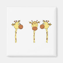 Three Giraffes Cartoon. Refrigerator Magnet