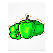 three green peppers orange lines personalised invites