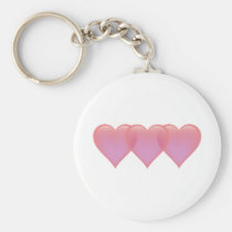Three hearts - pink and purple keychains