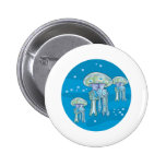three jellyfish underwater circle design pinback buttons