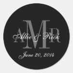 Three Letter Monogram Names Wedding Favour Labels Sticker