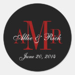 Three Letter Monogram Names Wedding Favour Labels Sticker