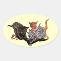 Three Little Kittens Oval Sticker