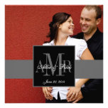 Three Monogram Couple Photo Wedding Invitation