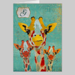 Three Peeking Giraffe  Monogram Notecard cards